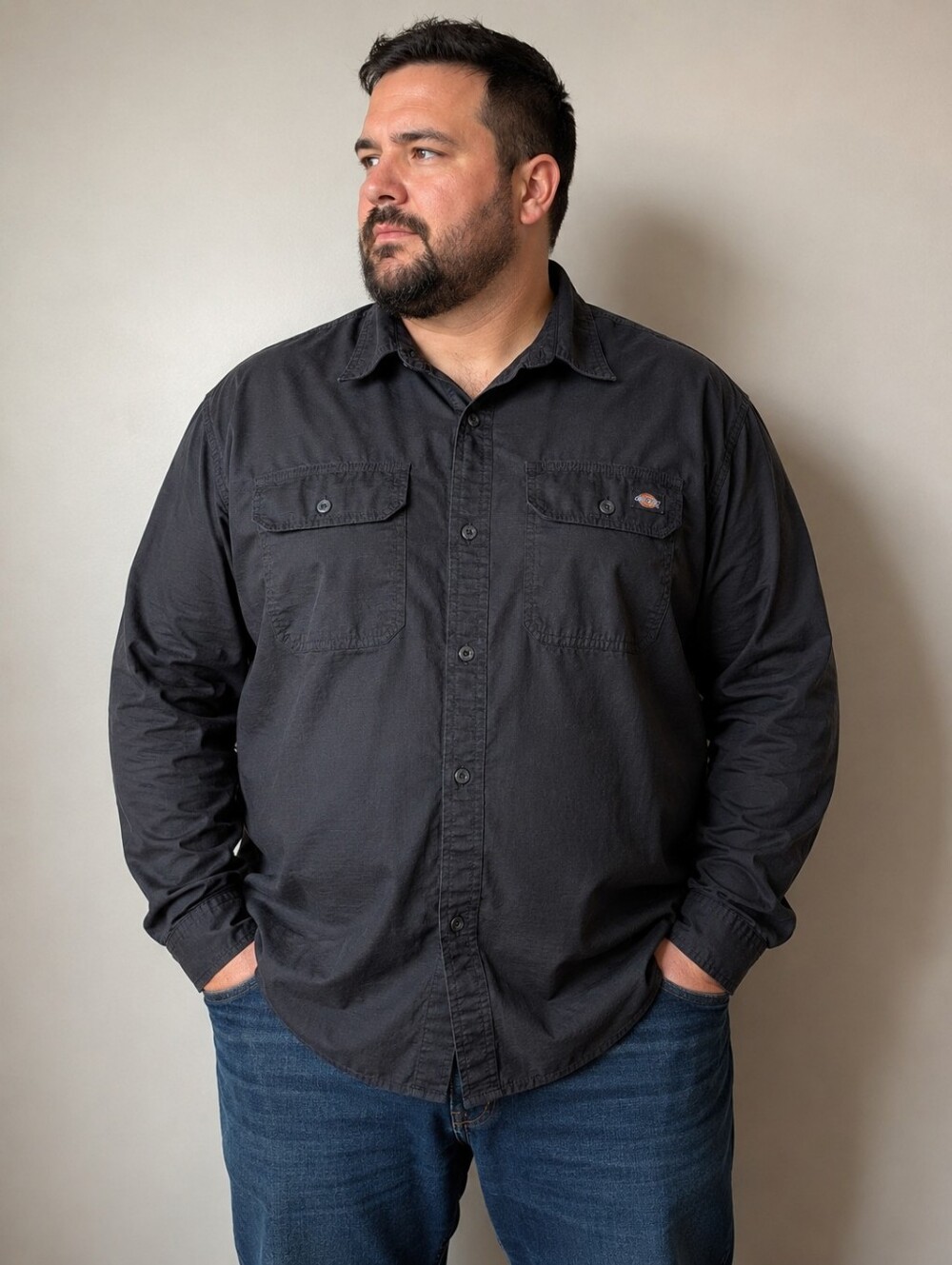 Dickies Black Button-Up Work Shirt